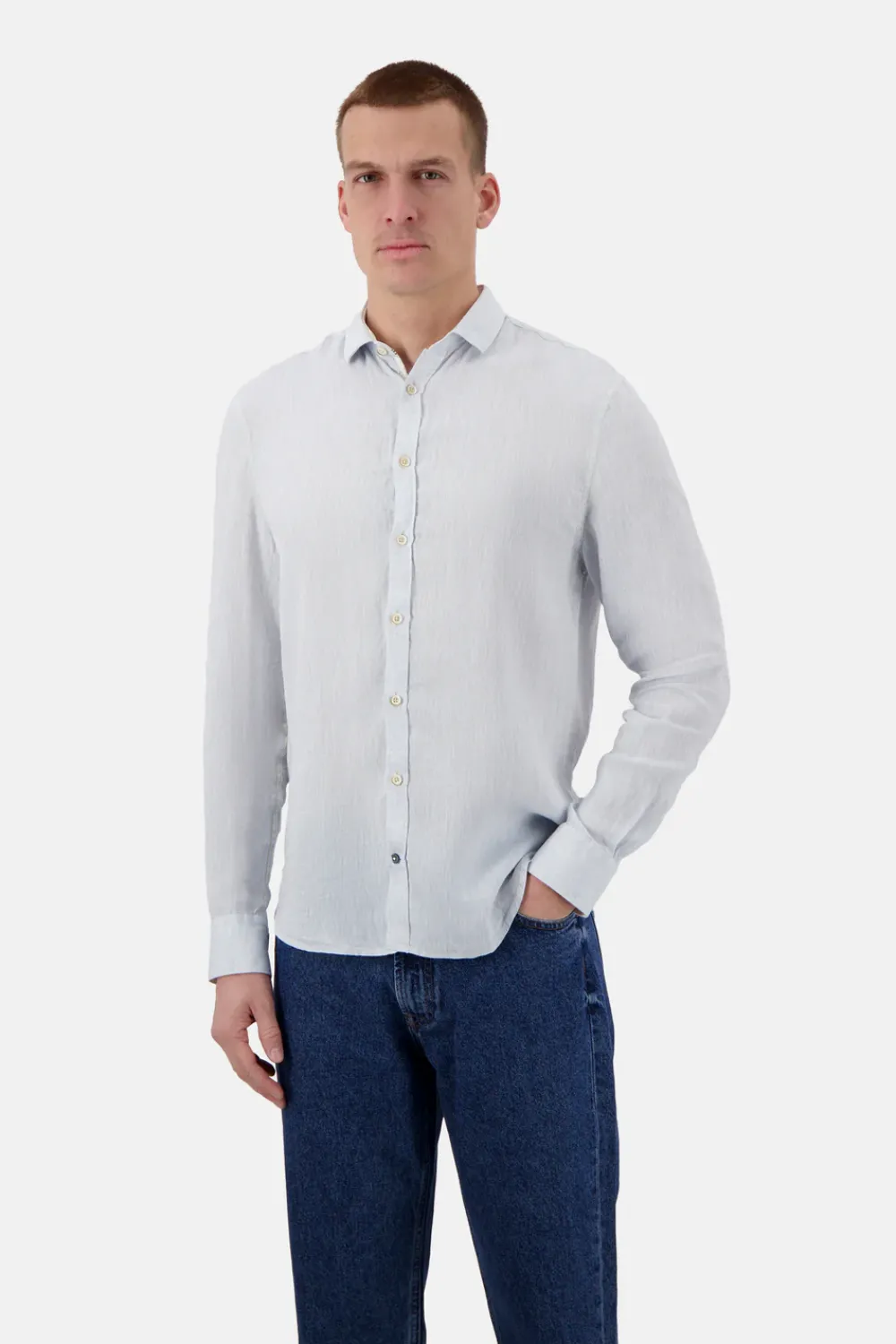 Colours & Sons Basic Leinen Hemd - Vintage Blue*Herren Hemden