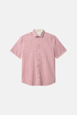 Colours & Sons Basic Leinen Hemd Kurzarm - Mauve*Herren Hemden