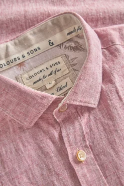 Colours & Sons Basic Leinen Hemd Kurzarm - Mauve*Herren Hemden