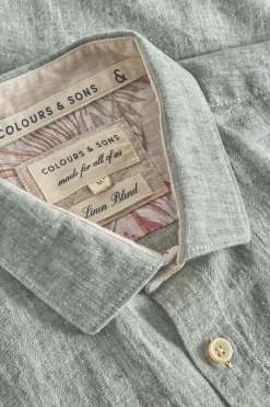 Colours & Sons Basic Leinen Hemd Kurzarm - Sage*Herren Hemden