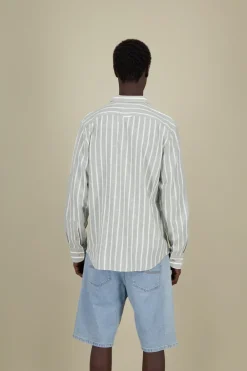 Colours & Sons Linen Shirt striped - Wasabi Stripes*Herren Hemden