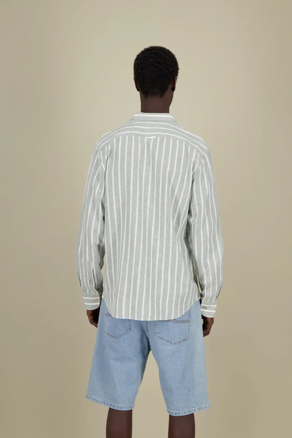 Colours & Sons Linen Shirt striped - Wasabi Stripes*Herren Hemden