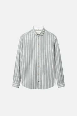 Colours & Sons Linen Shirt striped - Wasabi Stripes*Herren Hemden