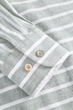 Colours & Sons Linen Shirt striped - Wasabi Stripes*Herren Hemden