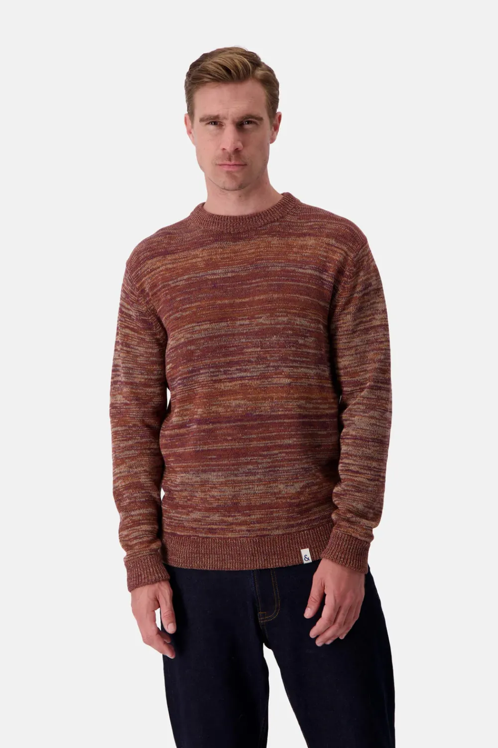 Colours & Sons Mouline Pullover - Mahogany Mouliné*Herren Pullover
