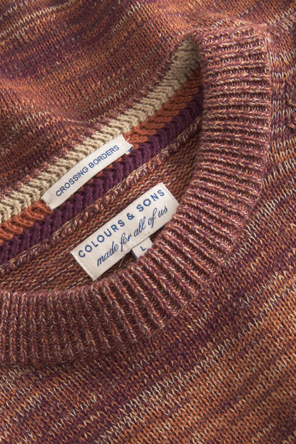 Colours & Sons Mouline Pullover - Mahogany Mouliné*Herren Pullover