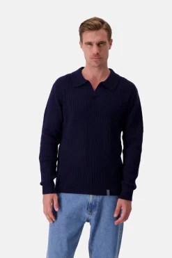 Colours & Sons Pullover Johnny Kragen - Navy*Herren Pullover