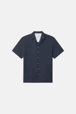 Colours & Sons Shirt Seersucker Solid - Navy*Herren Hemden
