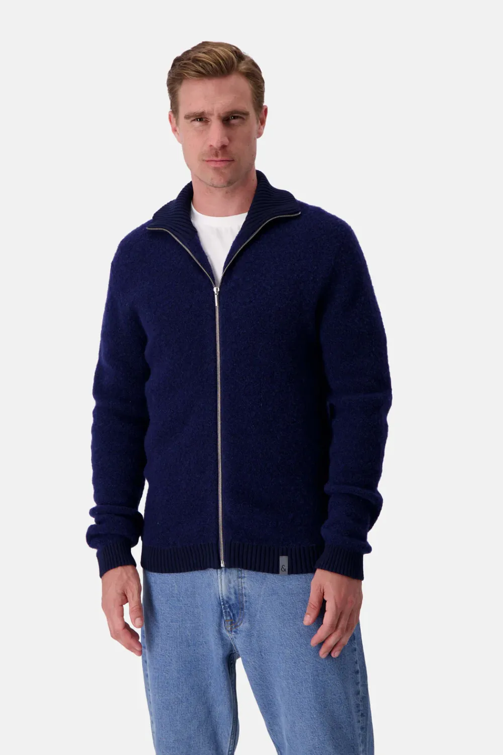 Colours & Sons Zip Strickjacke-Bouclé - Navy*Herren Pullover