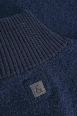 Colours & Sons Zip Strickjacke-Bouclé - Navy*Herren Pullover