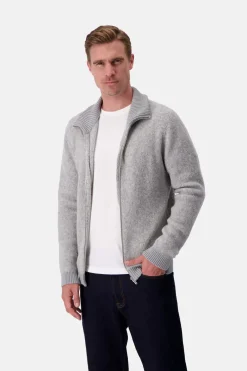 Colours & Sons Zip Strickjacke-Bouclé - Silver*Herren Pullover